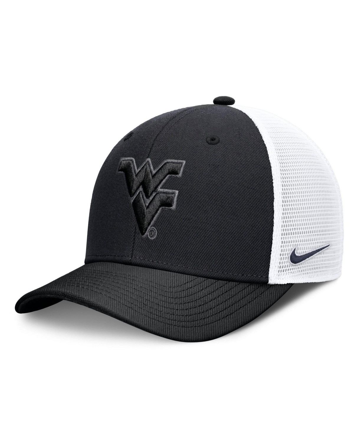 Nike Men's and Women's Black West Virginia Mountaineers Tonal Dri-fit Rise Trucker Adjustable Hat - Black, White