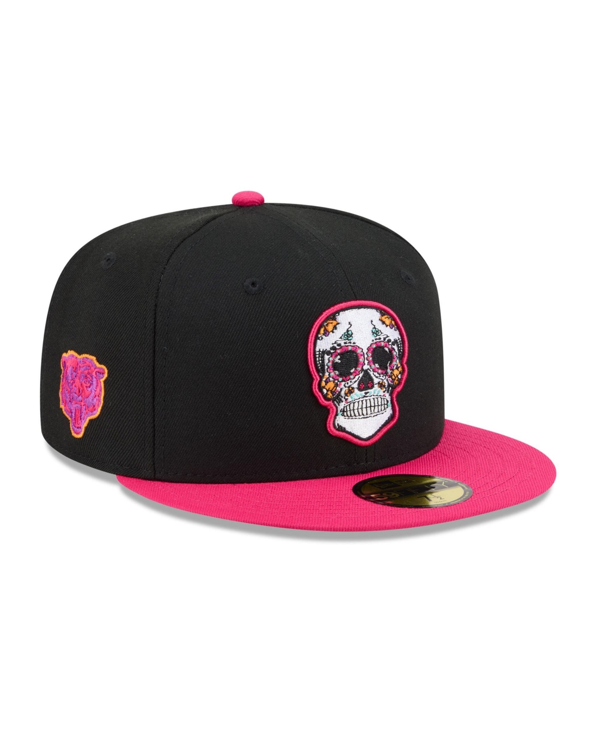 New Era Men's Black/Pink Chicago Bears Day Of The Dead 59FIFTY Fitted Hat - Black, Pink