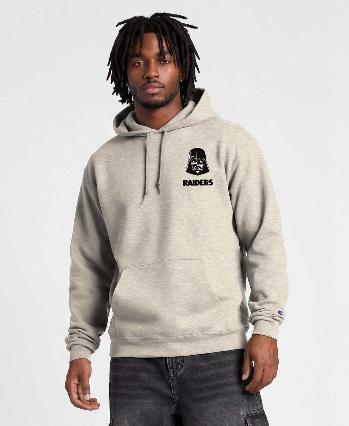 Champion Men's Disney x Oatmeal Las Vegas Raiders Power blend Fullback Hoodie - Oatmeal