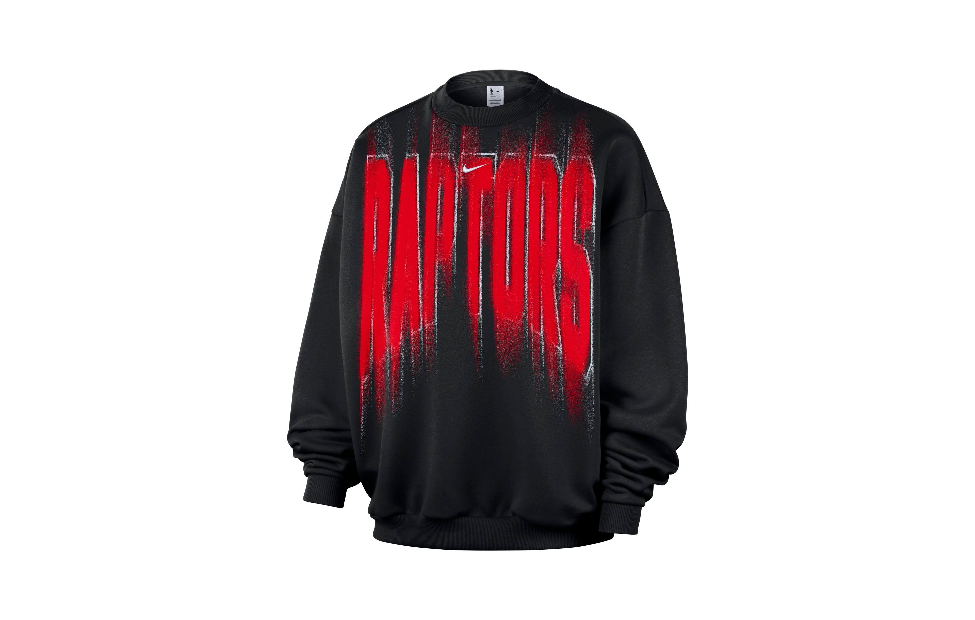 Nike Men's Black, White Toronto Raptors 2026 Game Theather Fleece Crewneck Sweatshirt