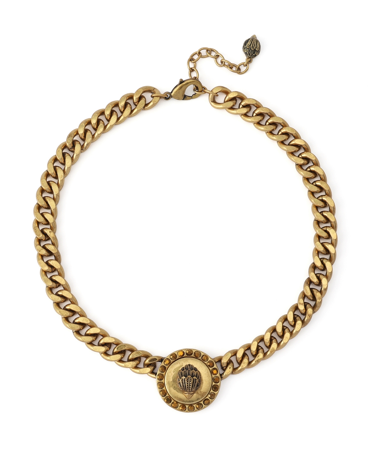 Kurt Geiger London Glass Crystal Mansion Eagle Statement Necklace - Antique Gold