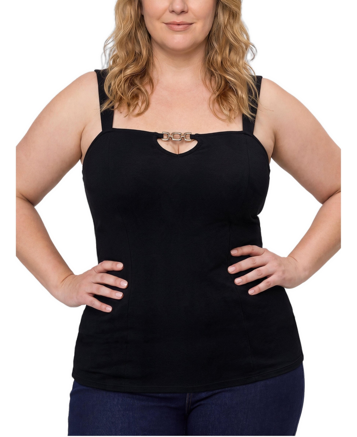 Torrid Plus Size Foxy Chain Front Tank - Deep black