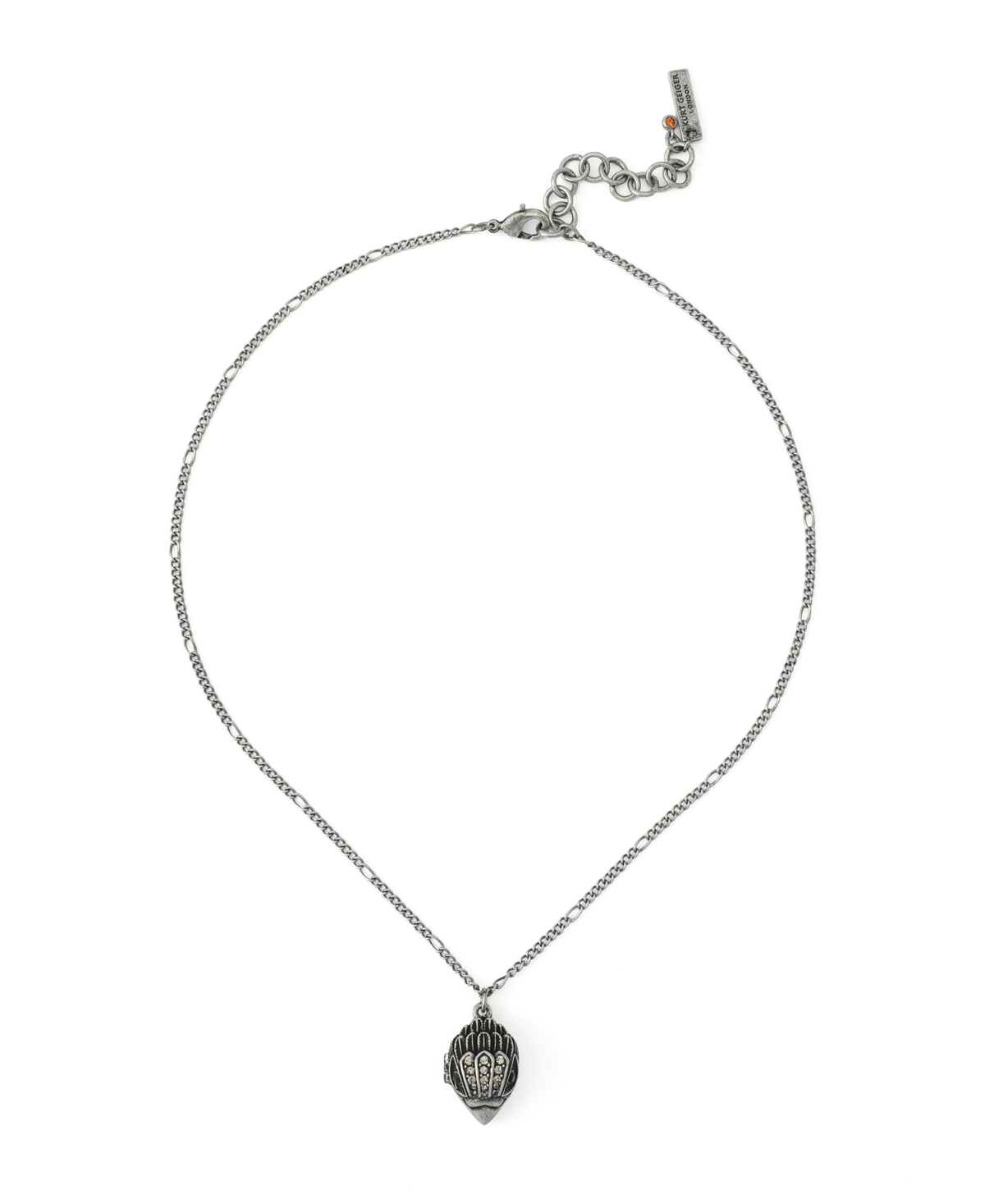 Kurt Geiger London Glass Crystal Eagle Lobster-Clasp Locket Pendant Necklace - Antique Silver