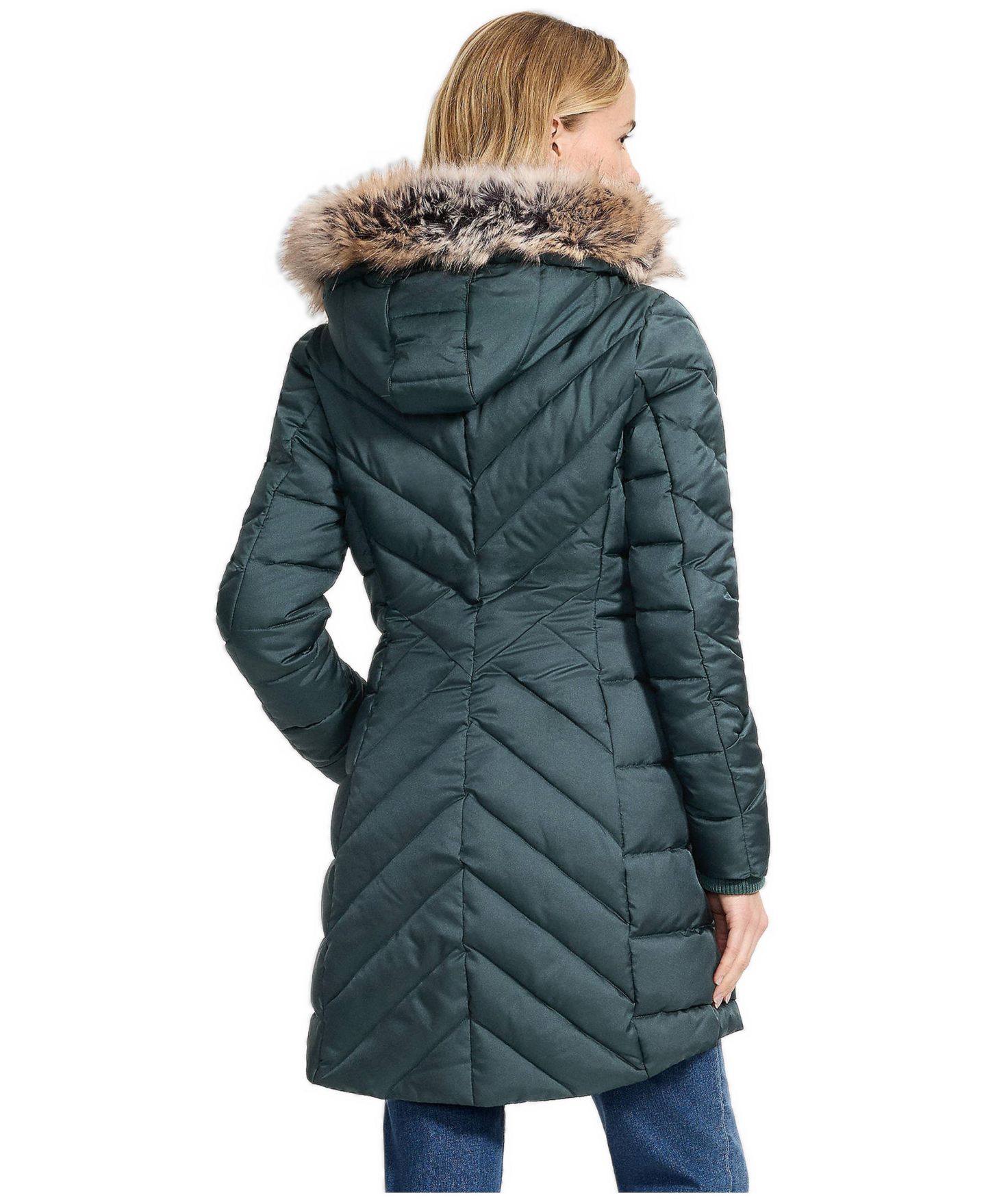 Женское пальто Lands' End FeatherFree Cozy Fleece Lined Winter, цвет: Зелёный — фото 3