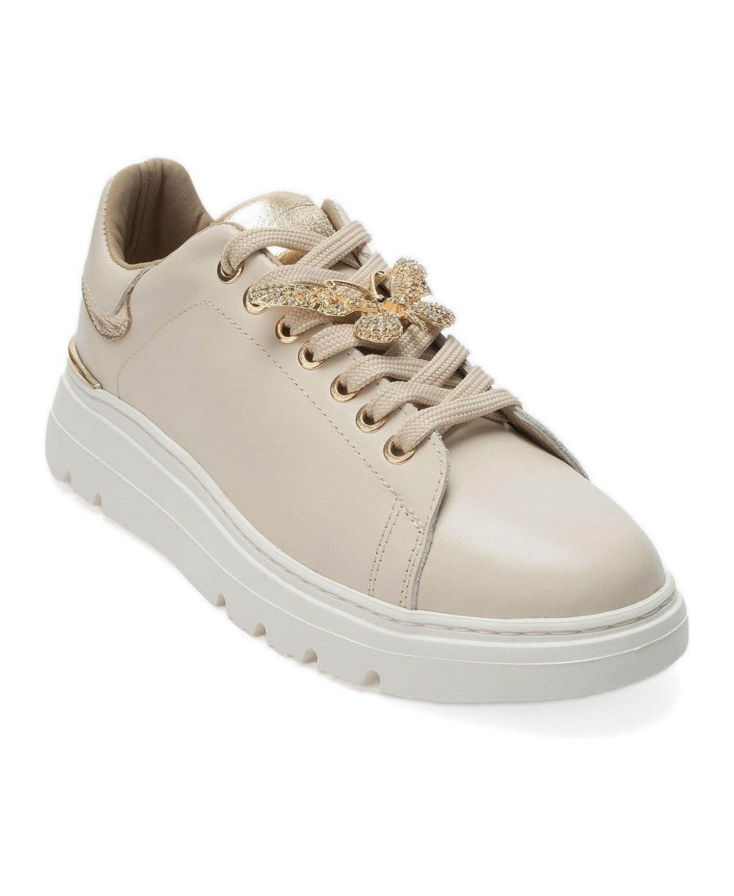 Женские кроссовки Forever & Always Shoes Jenny Leather Round-Toe Casual, цвет: Бежевый — фото 1