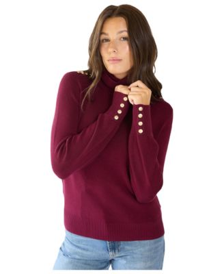 Women's Arabella Button Trim Turtleneck Sweater