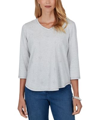 Women's V-Neck 3/4-Sleeve Cotton-Blend T-Shirt