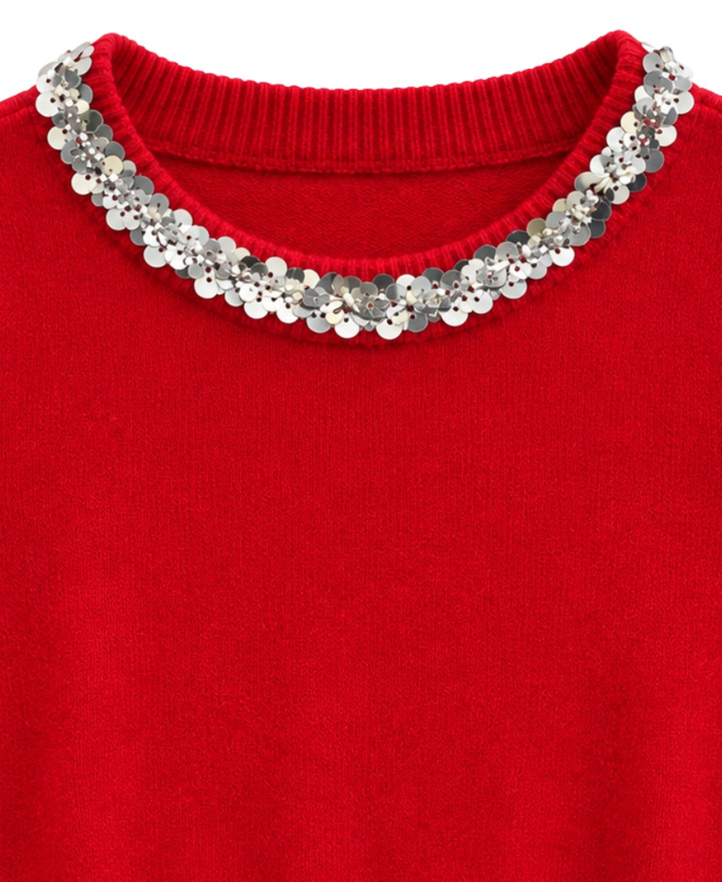 Свитер With Jules Short-Sleeve Cropped Sequin-Embellished Crewneck для девочек, цвет: Красный — фото 3