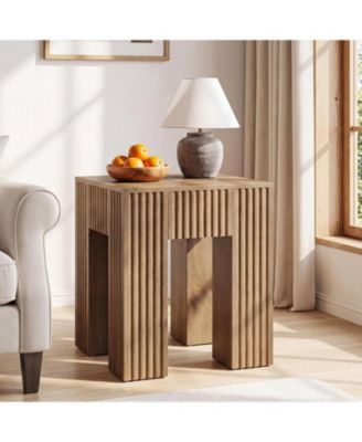 Rustic End Table,Wooden Side Table with Sturdy Base, Farmhouse
