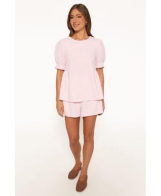 Women's Gail Textured Short-Sleeve Top and Pull-On Shorts, 2-Piece Set