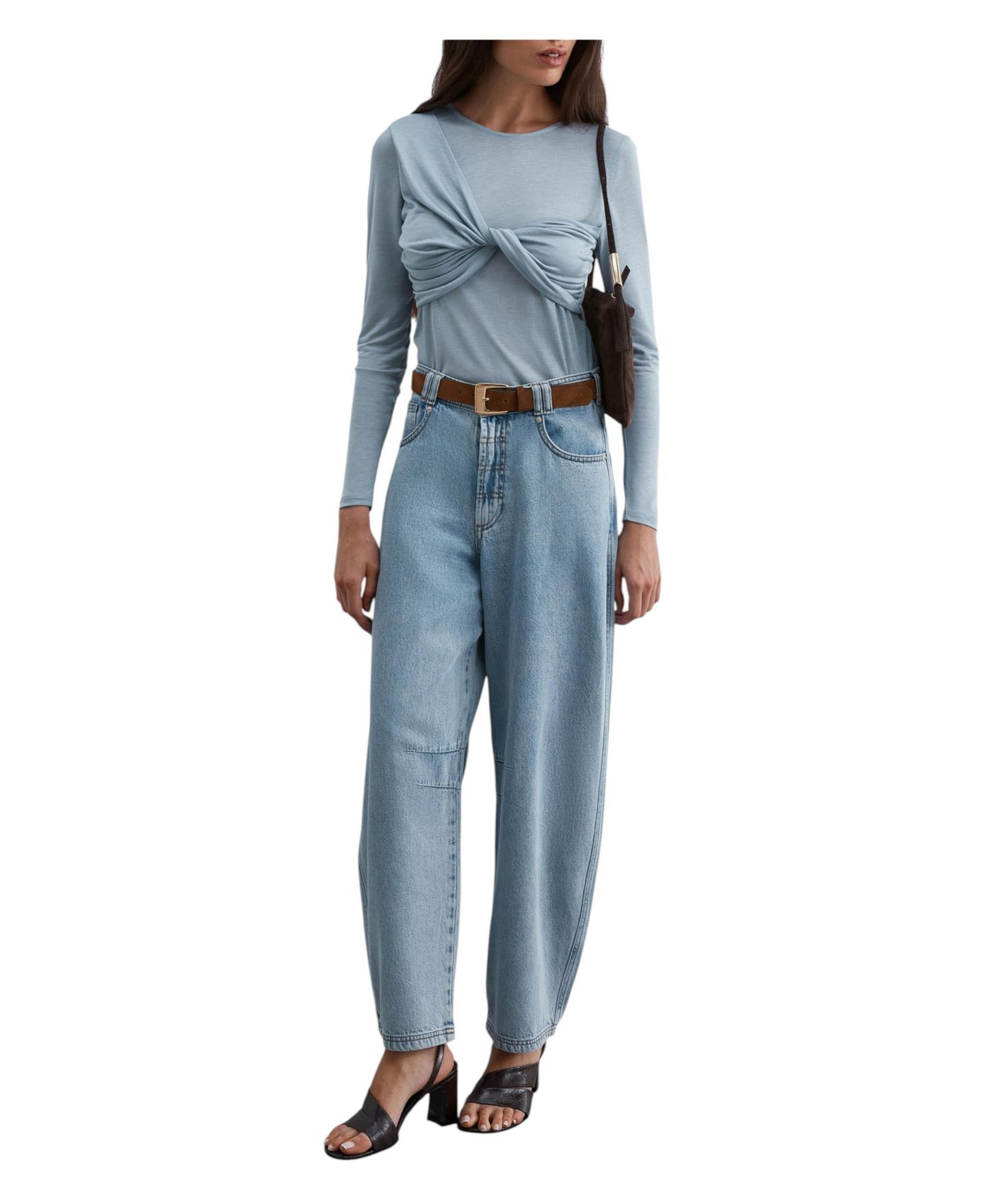 Женская футболка Scalpers Long-Sleeve Lyocell Knot-Detail, цвет: Lightblue — фото 3