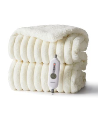 King Heated Blanket 90" x 100", Faux Rabbit Fur and Sherpa, Dual Control, 4 Heat Levels, 10H Auto-Off, Overheat Protection, ETL Certified