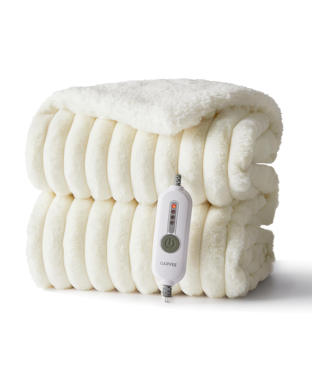 Maxsa King Heated Blanket 90" x 100", Faux Rabbit Fur and Sherpa, Dual Control, 4 Heat Levels, 10H Auto-Off, Overheat Protection, Etl Certified - Beig