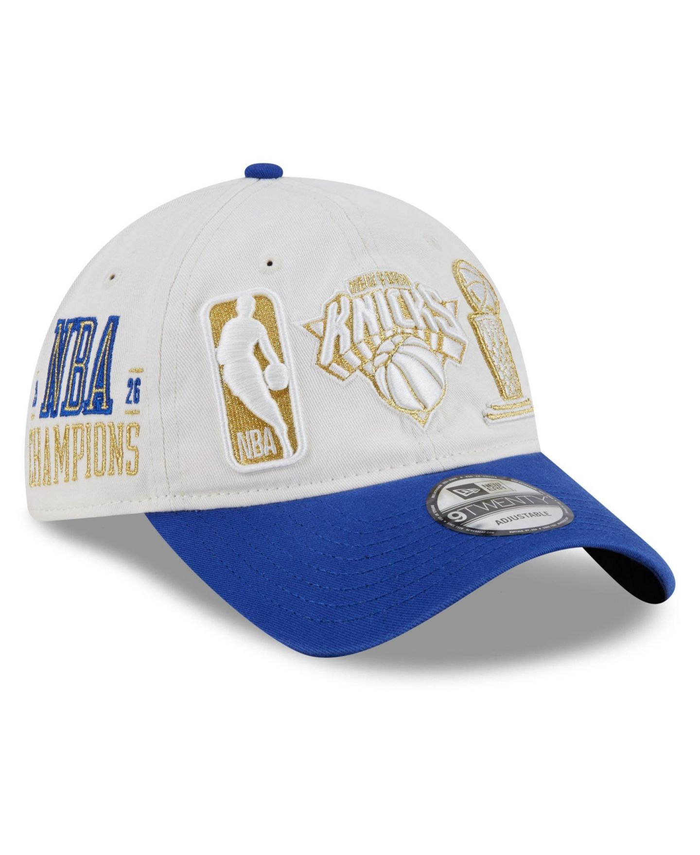 Мужская кепка New Era White, Blue New York Knicks 2026 Ring Ceremony Locker Room 9TWENTY Adjustable Hat — фото 1