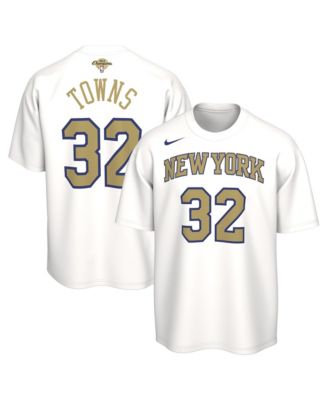 Big Boys' and Girls' Karl-Anthony Towns White New York Knicks 2026 Trophy Banner Name & Number T-Shirt