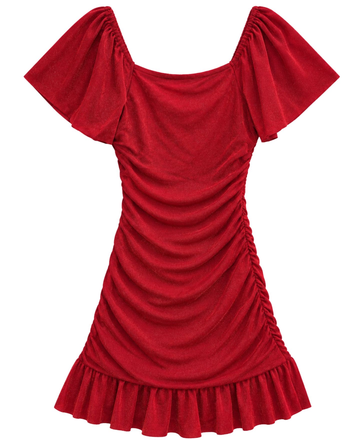 Платье With Jules Short-Sleeve Ruched Glitter Knit для девочек, цвет: Красный — фото 2