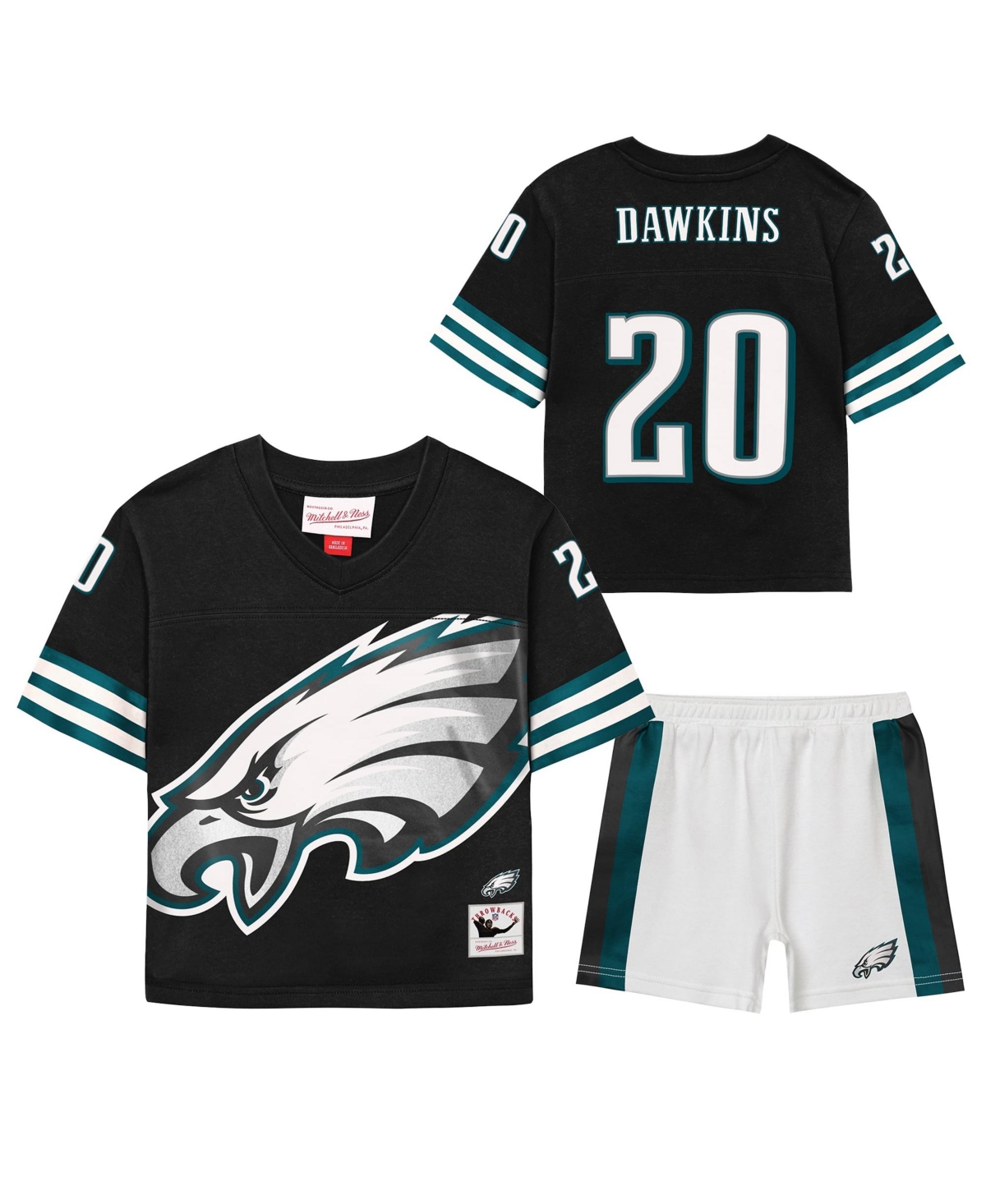 Mitchell & Ness Toddler Brian Dawkins Black Philadelphia Eagles Playmaker Short Set - Black