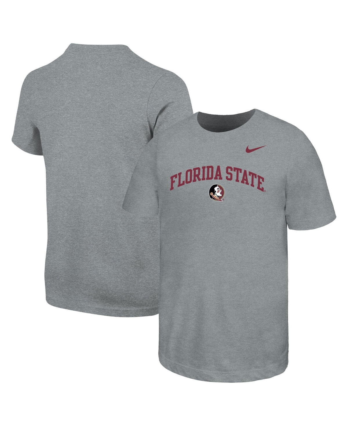Nike Big Boys' and Girls' Heather Gray Florida State Seminoles Arched Name Drop T-Shirt - Heather Gray