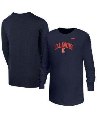 Big Boys' and Girls' Navy Illinois Fighting Illini Arched Core Long-Sleeves T-Shirt