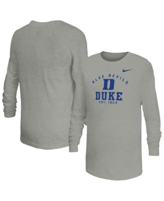 Big Boys' and Girls' Gray Duke Blue Devils Legend Dri-FIT Long-Sleeves T-Shirt
