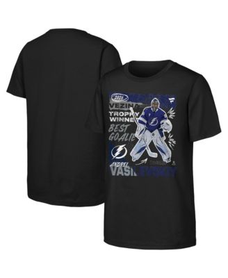 Big Boys' and Girls' Andrei Vasilevskiy Black Tampa Bay Lightning 2026 Vezina Trophy Winner T-Shirt