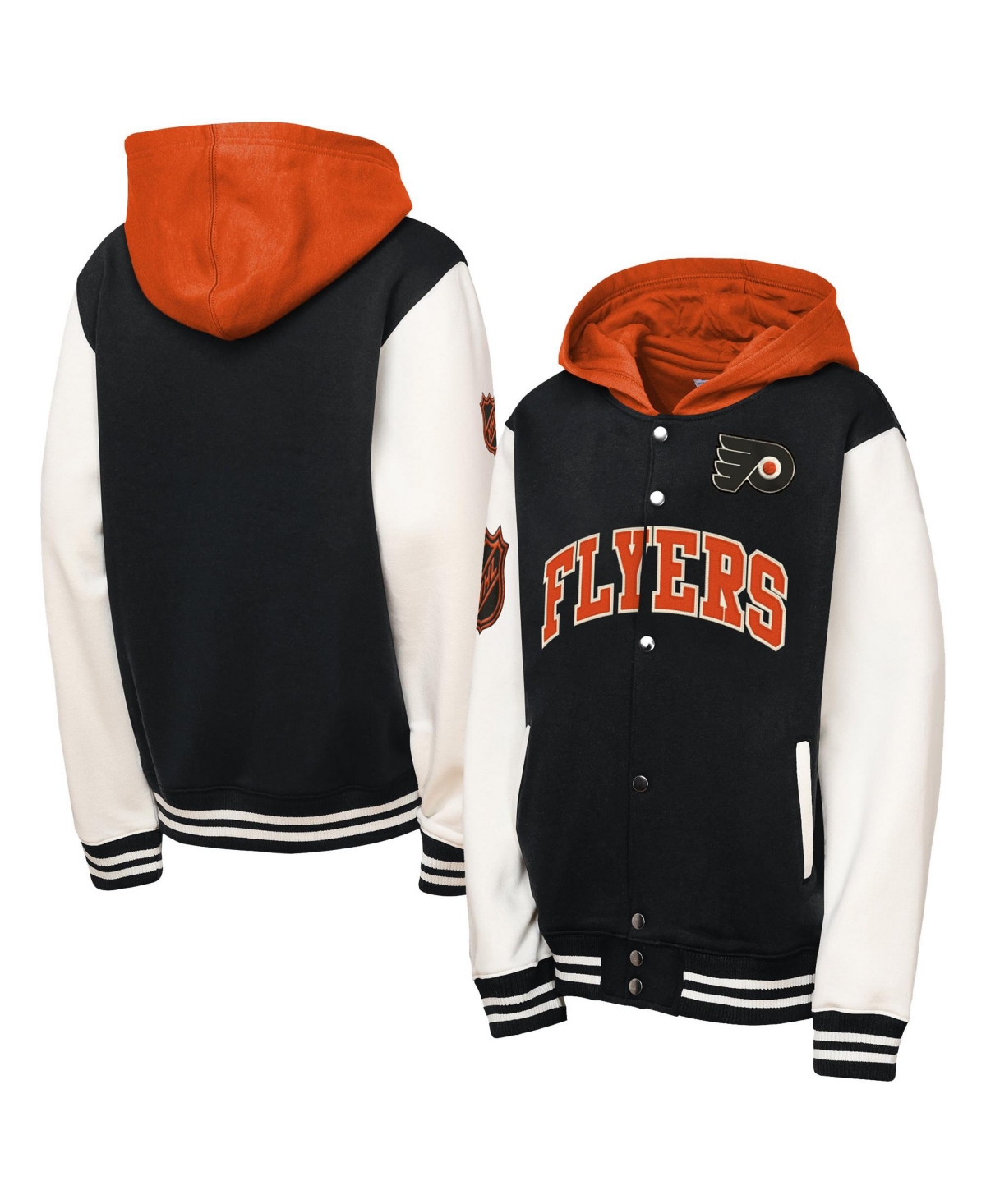 Mitchell & Ness Big Boys' and Girls' Black Philadelphia Flyers Rink Side Full-Snap Fleece Jacket - Black