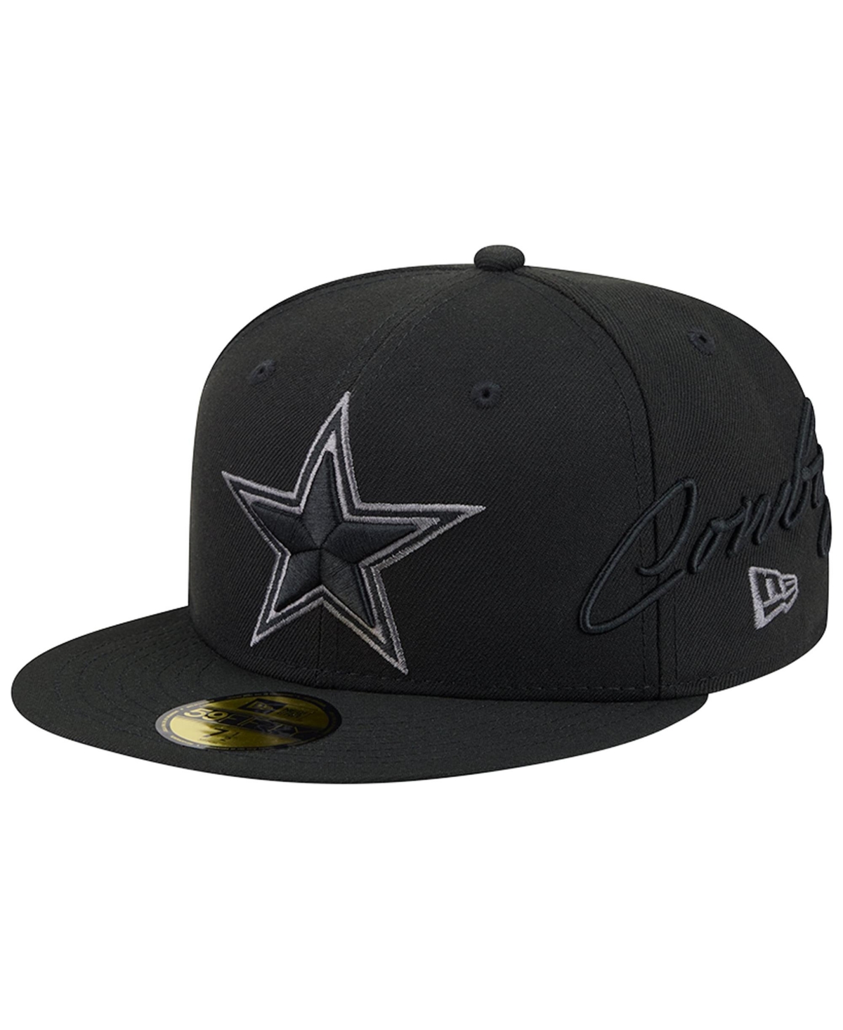 New Era Men's Black Dallas Cowboys Side Script 59FIFTY Fitted Hat - Black