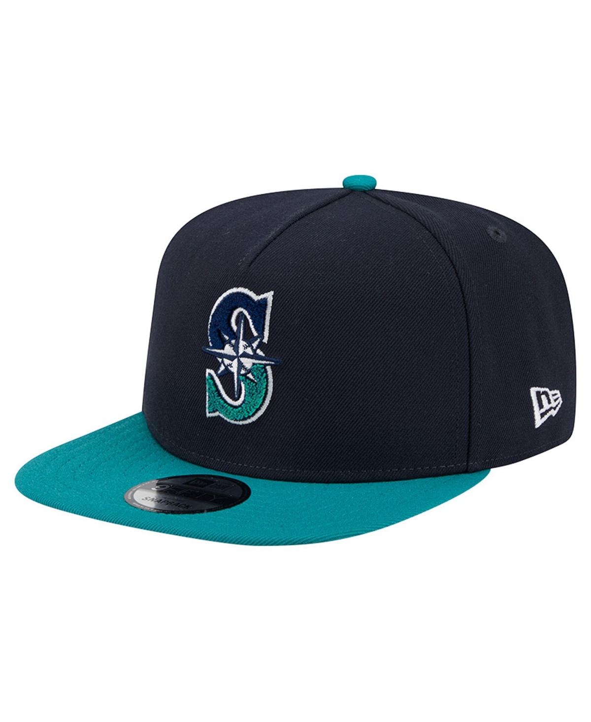 New Era Men's Navy/Teal Seattle Mariners Chenille Gradient A-Frame 9FIFTY Snapback Hat - Navy, Teal