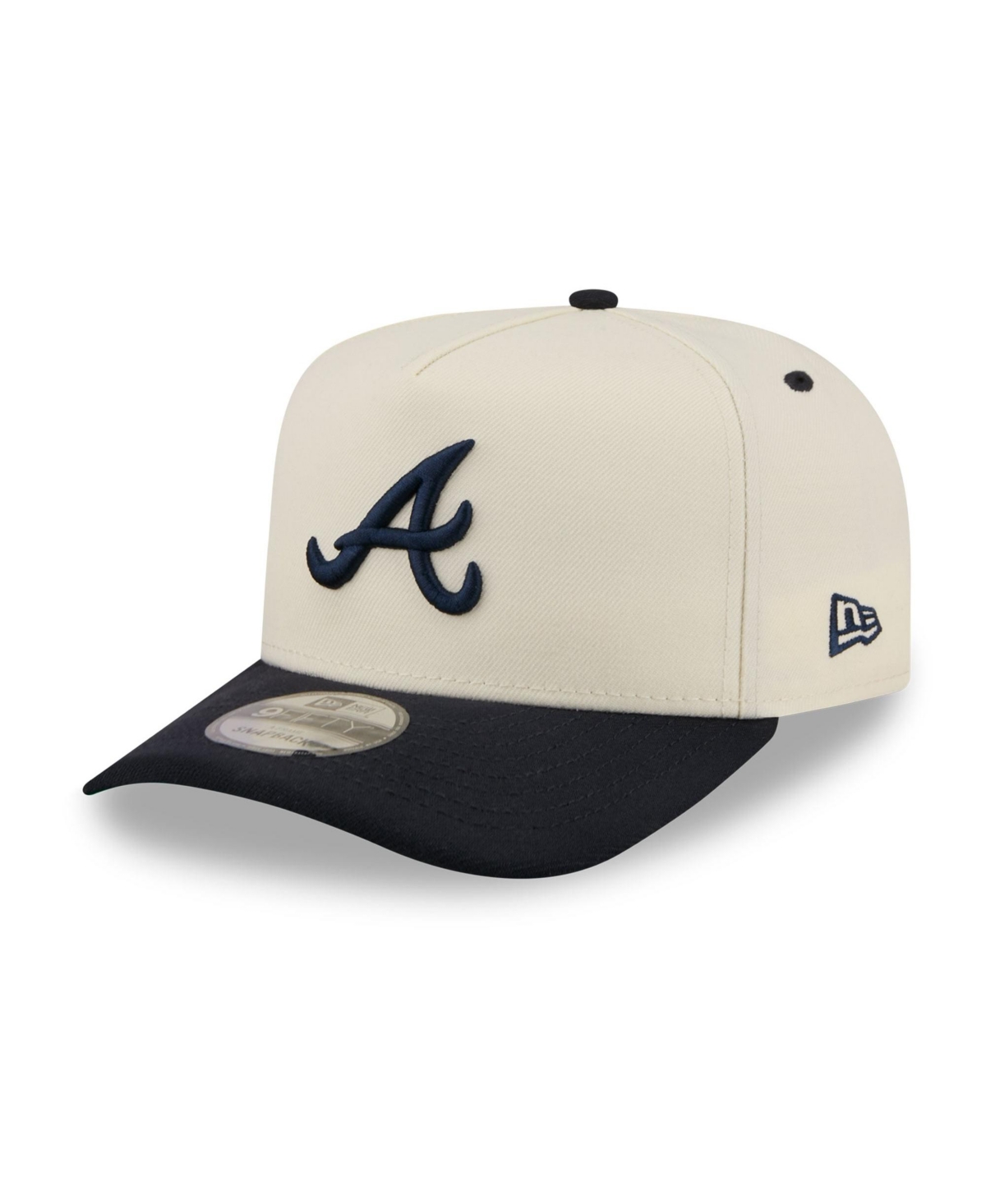 New Era Men's Cream Atlanta Braves Rear Hit 9FIFTY A-Frame Snapback Hat - Cream, Navy