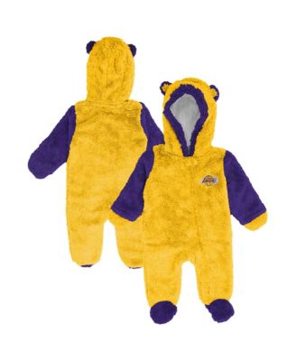 Baby Boys and Girls Gold Los Angeles Lakers Stay Napping Fleece Bunting Full-Zip Sleeper