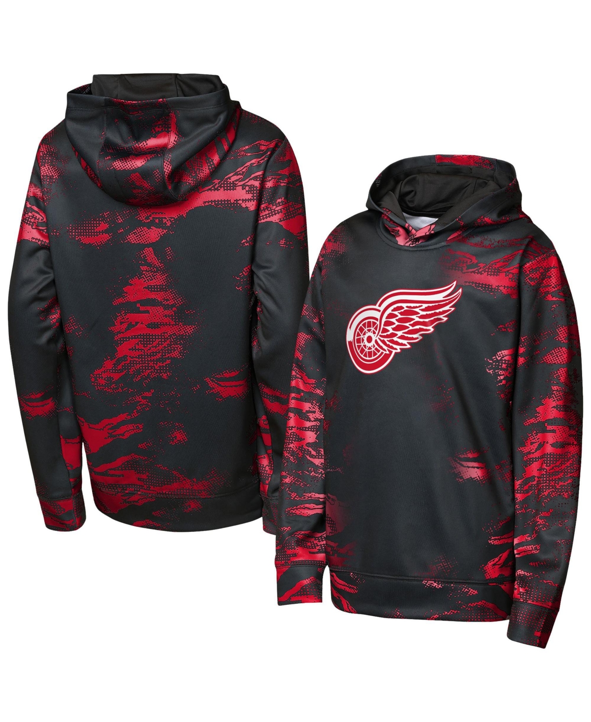 Outerstuff Big Boys' and Girls' Black Detroit Red Wings Team Dynamics Hoodie - Black