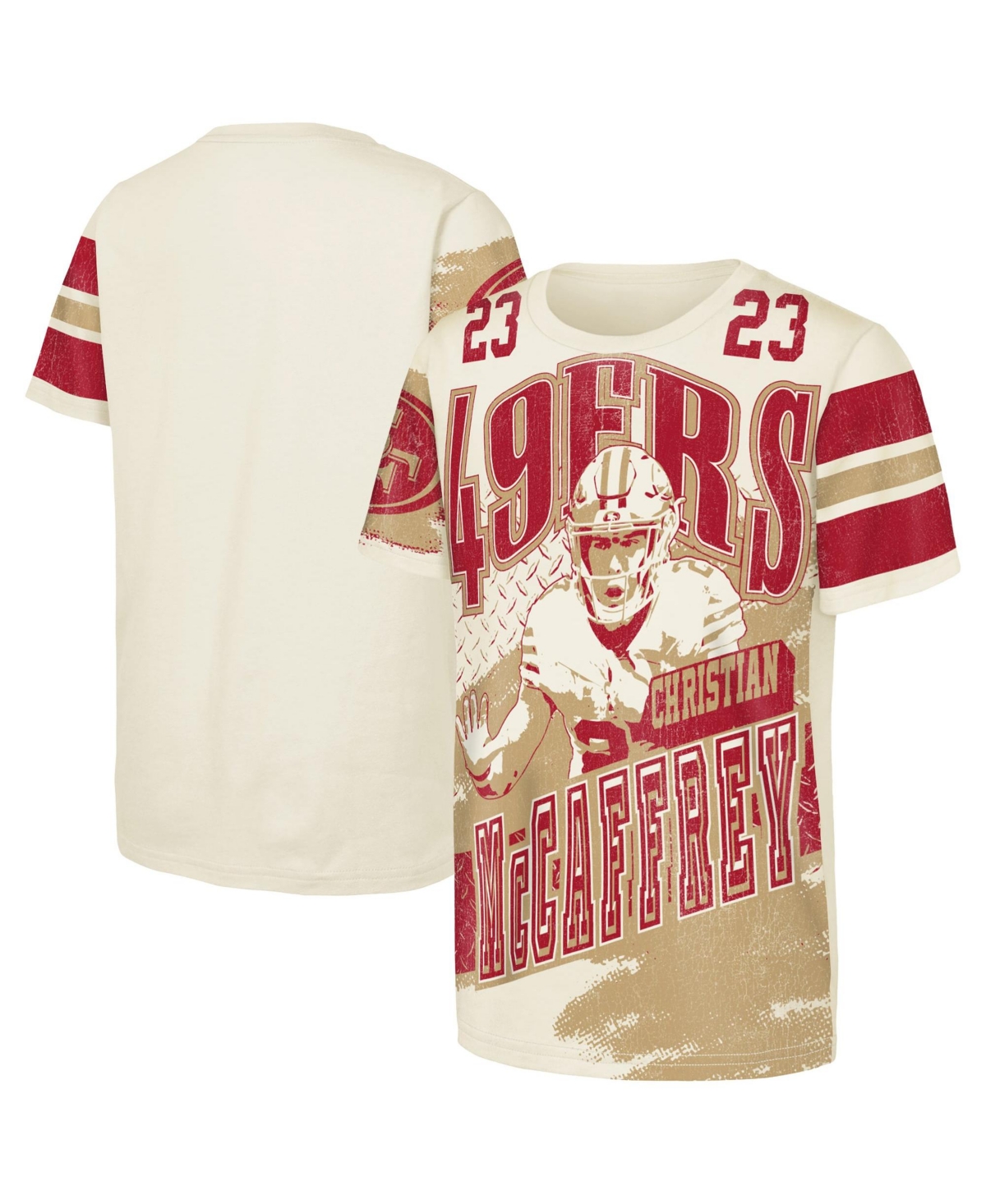 Outerstuff Big Boys' and Girls' Christian McCaffrey Natural San Francisco 49ers Classic Poster T-Shirt - Natural