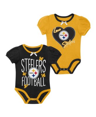Baby Boys and Girls Black/Gold Pittsburgh Steelers Star Power Bodysuit, 2-Piece Set