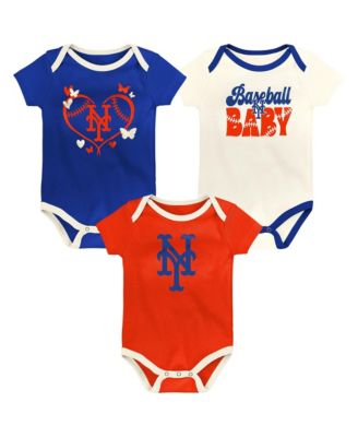 Baby Boys and Girls New York Mets Home Team Bodysuit,3-Pack Set