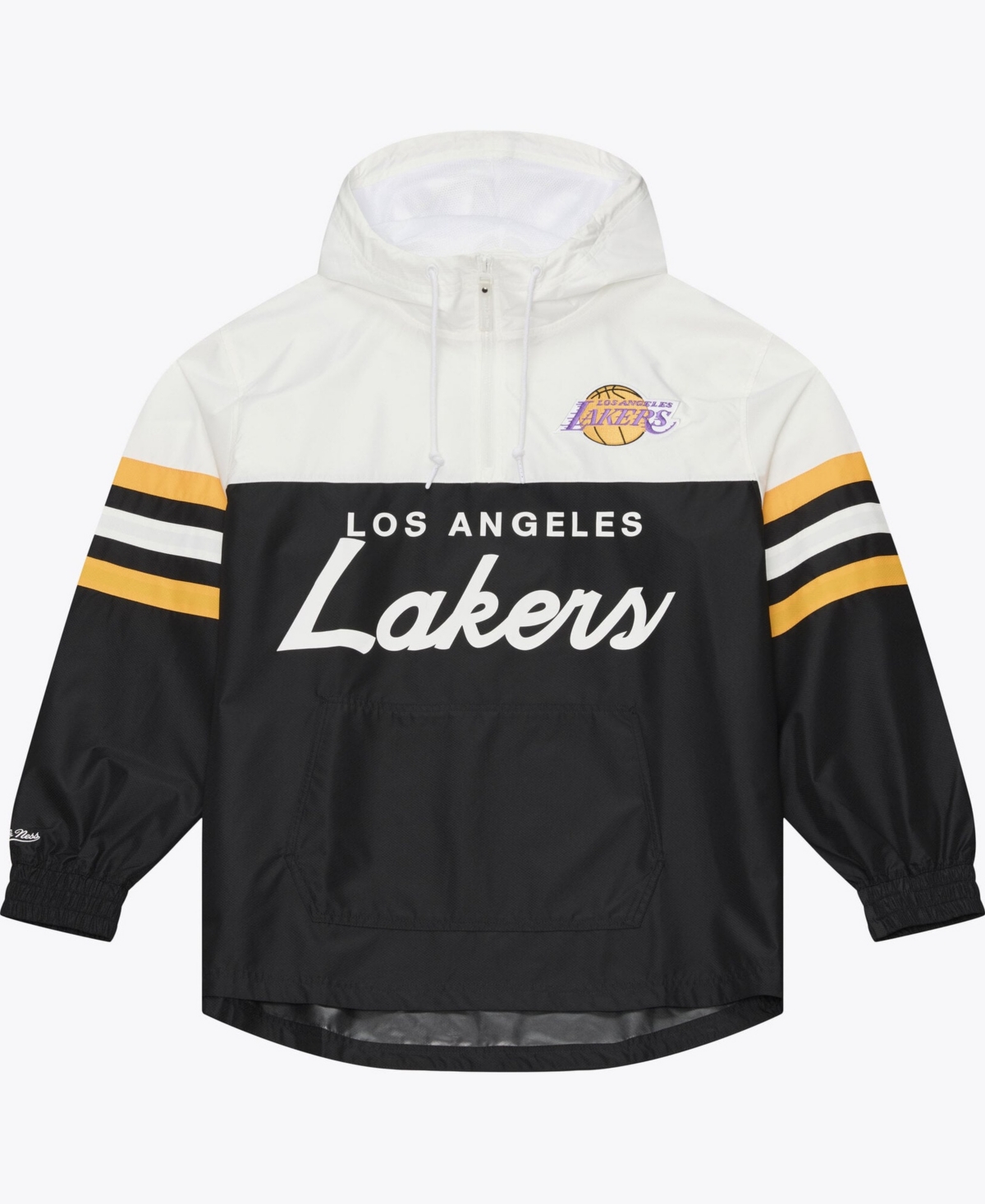 Mitchell & Ness Men's Black Los Angeles Lakers Head Coach Lightweight Anorak Quarter-Zip Windbreaker - Black