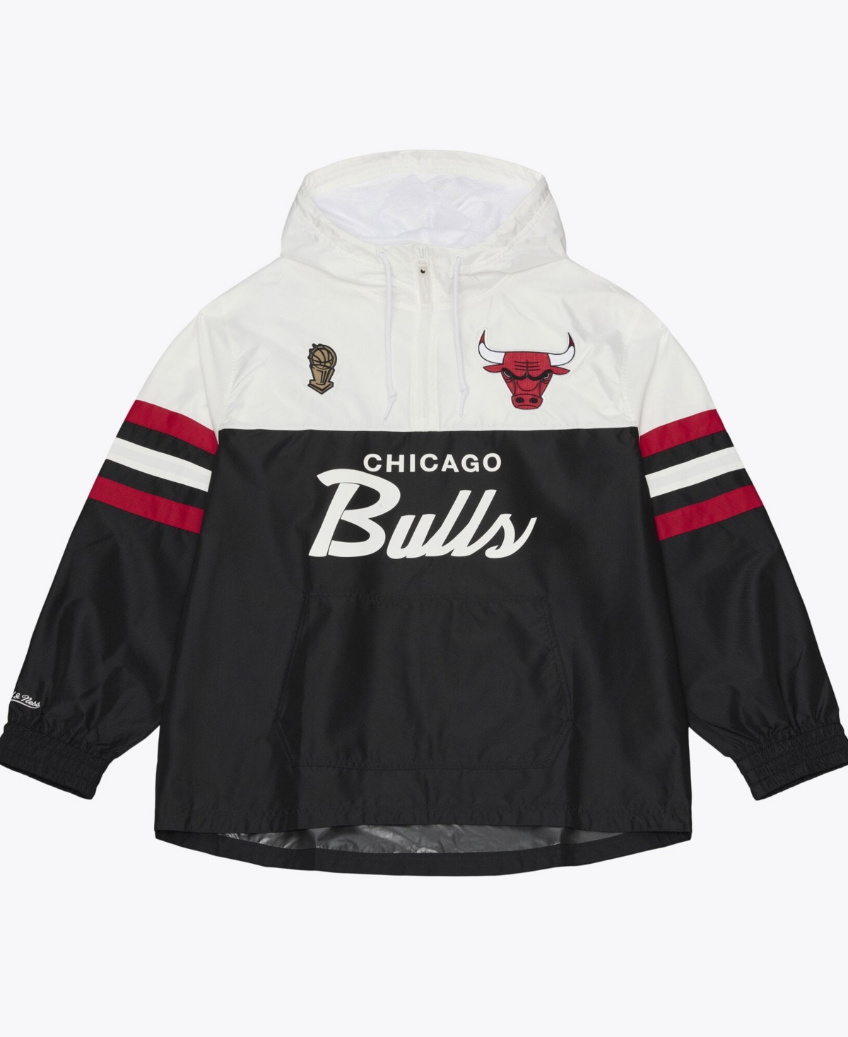 Mitchell & Ness Men's Black Chicago Bulls Head Coach Lightweight Anorak Quarter-Zip Windbreaker - Black