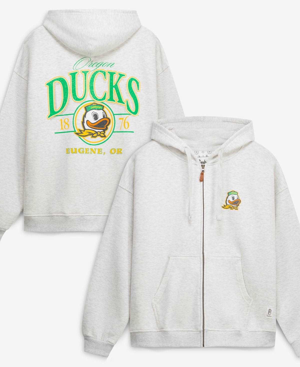Pressbox Women's Heather Gray Oregon Ducks Janise Full-Zip Hoodie - Heather Gray