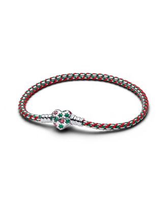 Women's Cubic Zirconia and Crystal Heart-Shaped Charm Bracelet