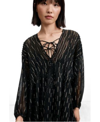 Women's chiffon dress with metallic details