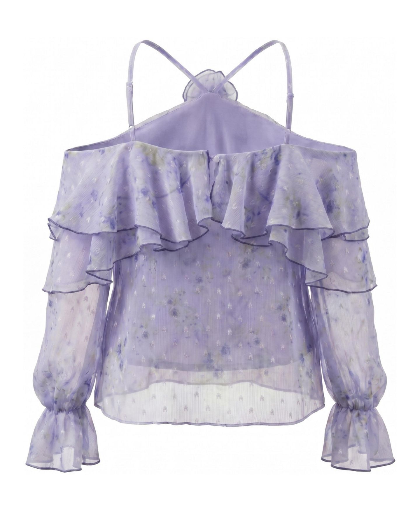 Женская блузка Modenaire Off-the-Shoulder Long-Sleeve Floral-Print, цвет: Лавандовый — фото 2