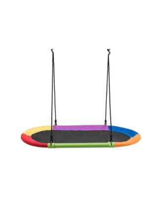 60-Inch Rectangular Saucer Swing with Adjustable Hanging Ropes, 700 lbs Capacity, Ages 3+