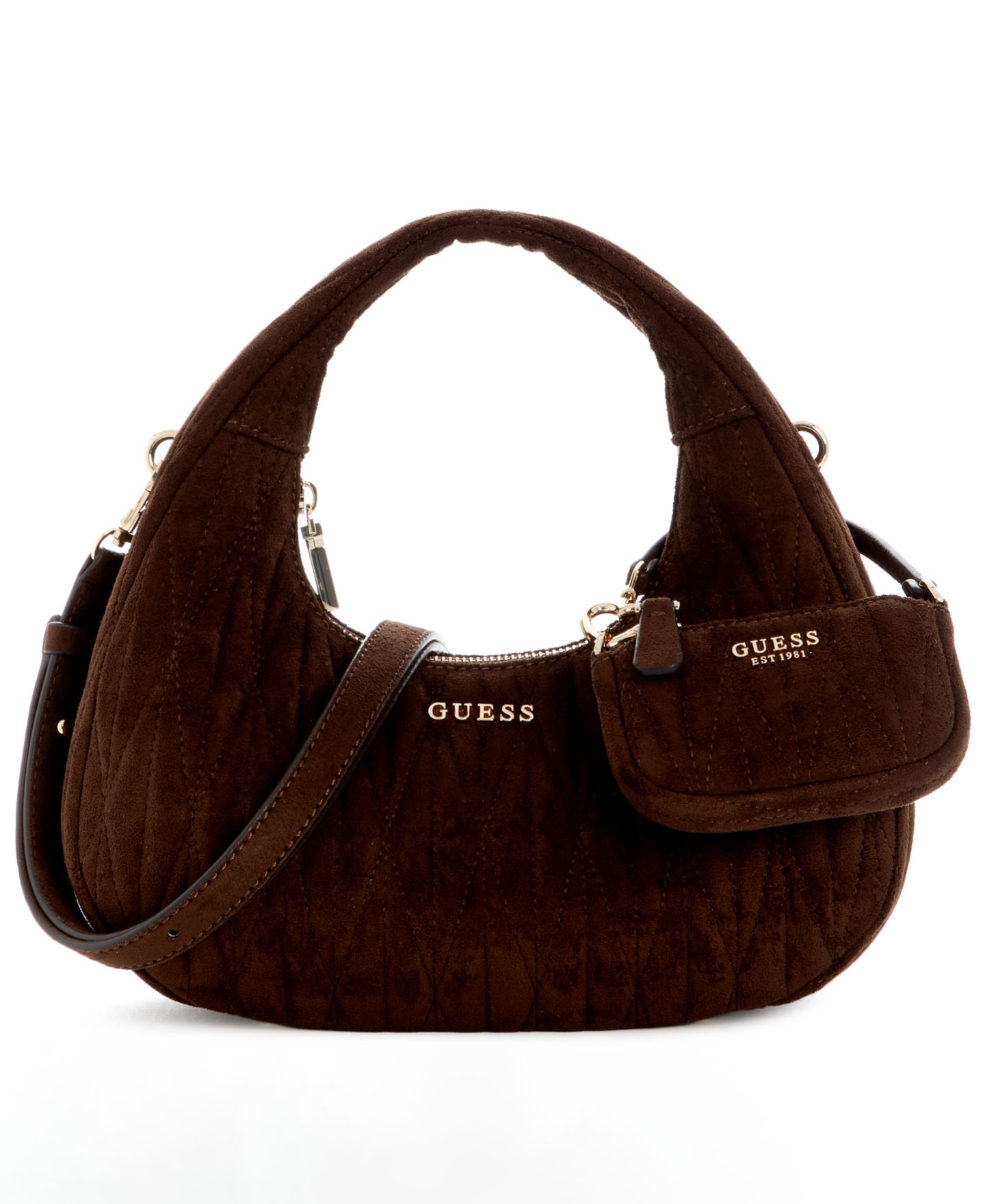 Женская сумка GUESS Lorraine Small Top Handle Hobo, цвет: Тёмно-коричневый — фото 1