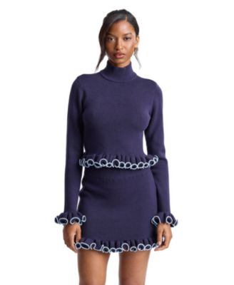 Women's Mock Neck Ruffle Sweater Top