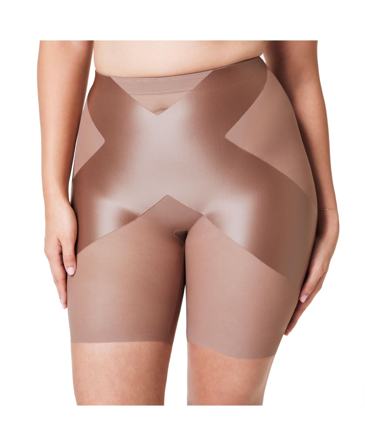 Женские шорты Spanx Satin-X Firm Mid-Thigh Shaping, цвет: Cafe Au Lait — фото 2