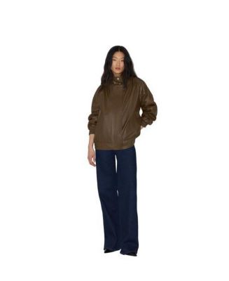 Women's MIU Oversized Leather Bomber Jacket