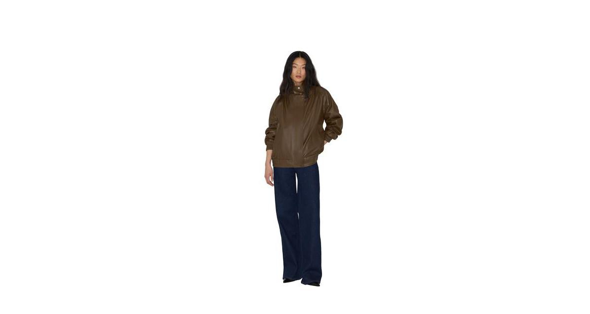 Soia & Kyo Women's Miu Oversized Leather Bomber Jacket - Espresso