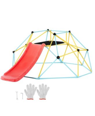 Geometric Climbing Dome with Slide & Platform (72"L x 96"W x 36"H), Supports 750 lbs, Ages 3-9