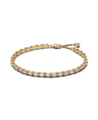 Clear Cubic Zirconia Baguette Gold-Tone Tennis Bracelet