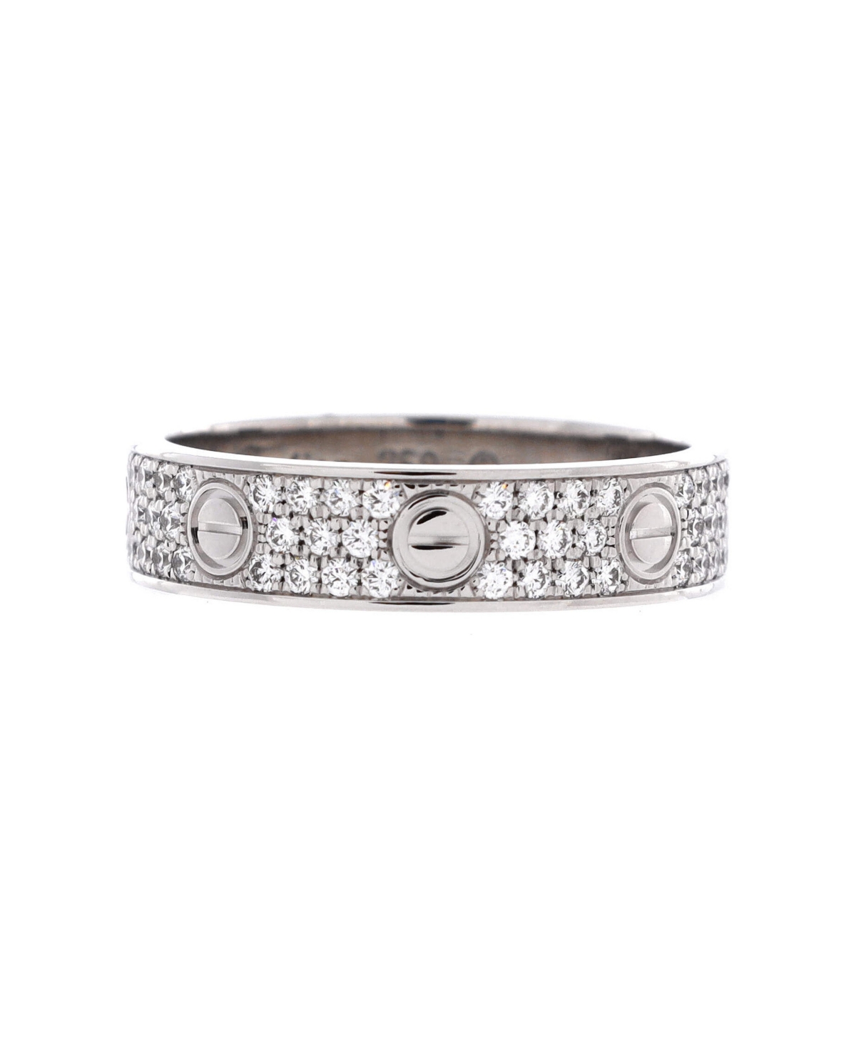 Pre-Owned Cartier Love Wedding Band Pave Diamonds Ring - 18k white gold