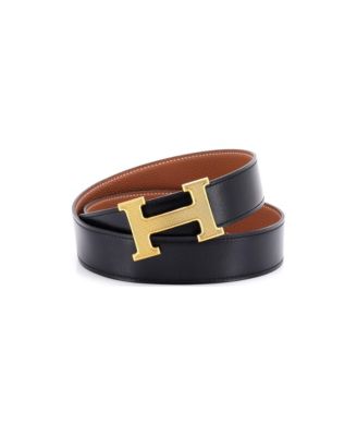 Pre-Owned HERMES Constance Reversible Belt Leather with Guilloche Hardware Medium